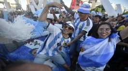Argentina soccer fans celebrate their teams victory